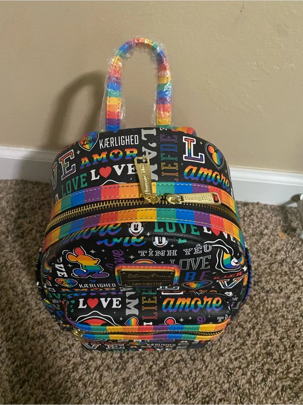 Loungefly Rainbow Love Graphic Mini Backpack - Black Multicolor